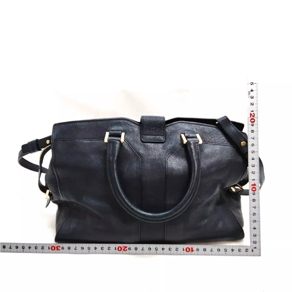 SAINT LAURENT Black Leather Small Classic YSL Ligne Y Paris Chyc Cabas Tote 2way